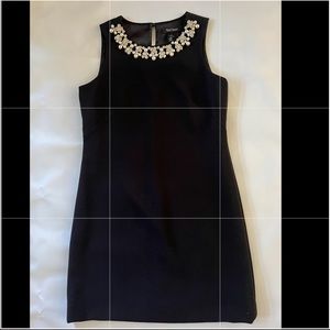 White House Black Market Black Dress with Neckline Pearl Detailing